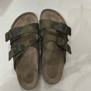 Lightly used camo Arizona style Birkenstocks